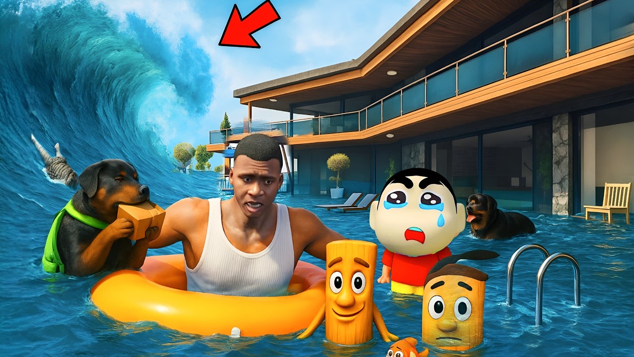 Franklin Save Shinchan Tung Tung Sahur From Biggest Tsunami | Gta 5 Bangla Gameplay