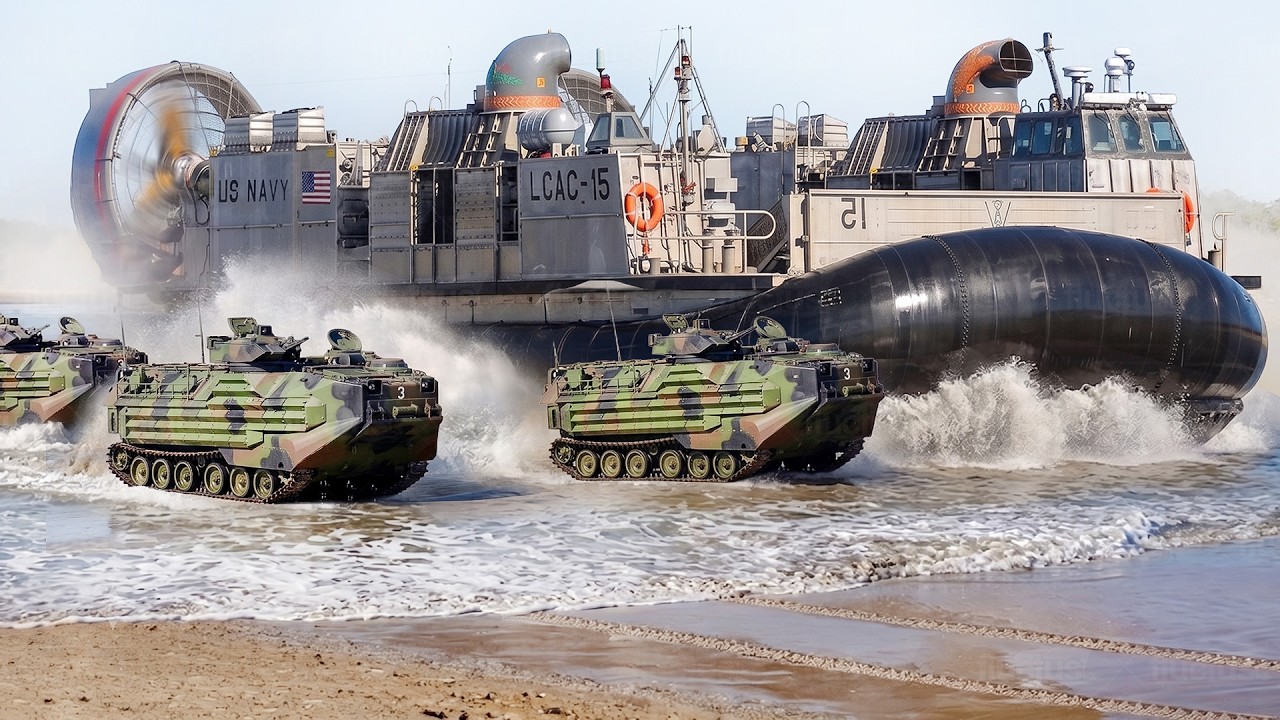 US Navy Launching Gigantic LCAC Hovercraft for Extreme Beach Invasions