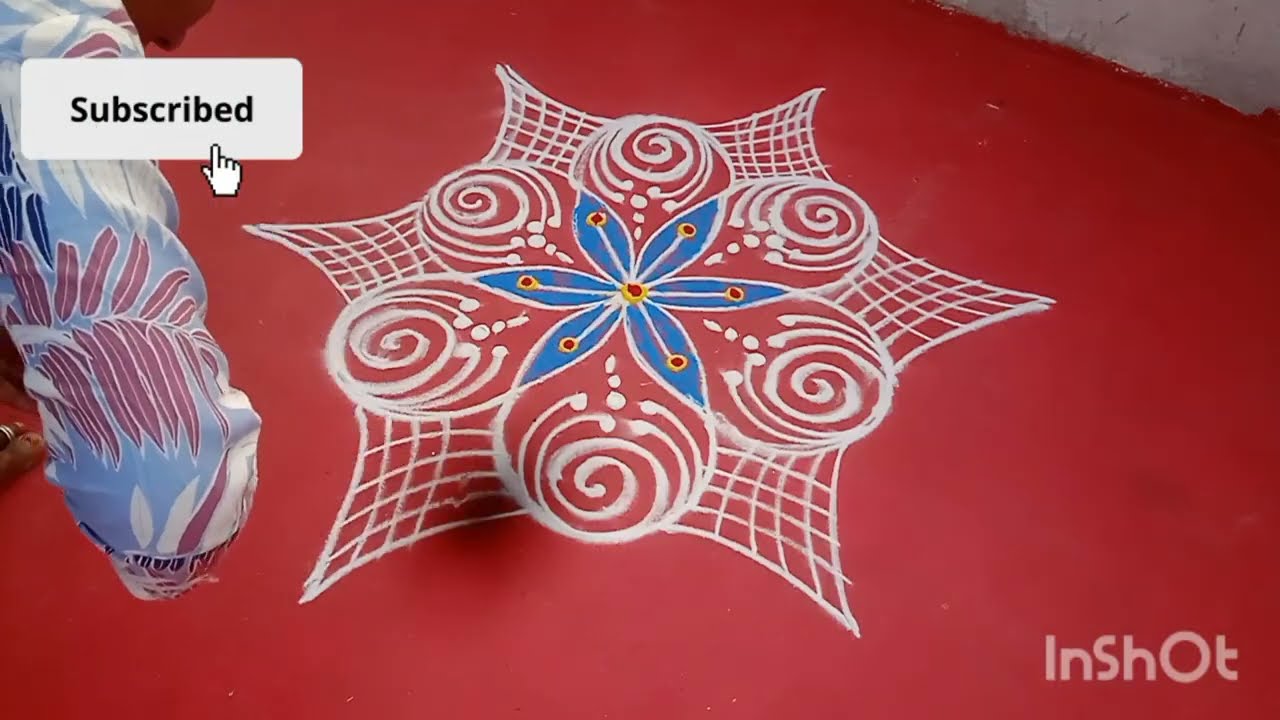 3×2 dots easy rangoli designs 🌺3×2చుక్కల అందమైన ముగ్గు🌹#chaithuhri Rangoli designs#viralvideo #viral