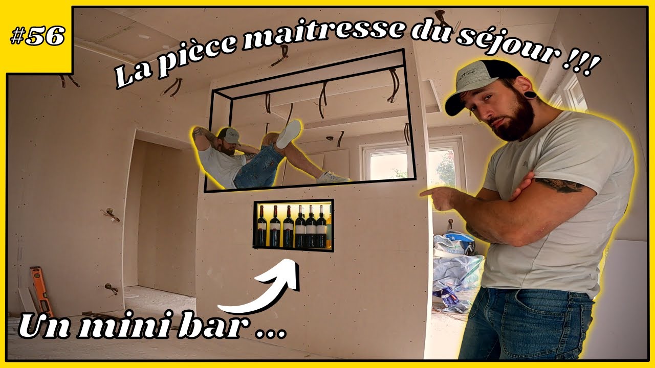 Réalisation d’une cloison centrale en placo avec niche déco !!! - #56 Rénovation Maison