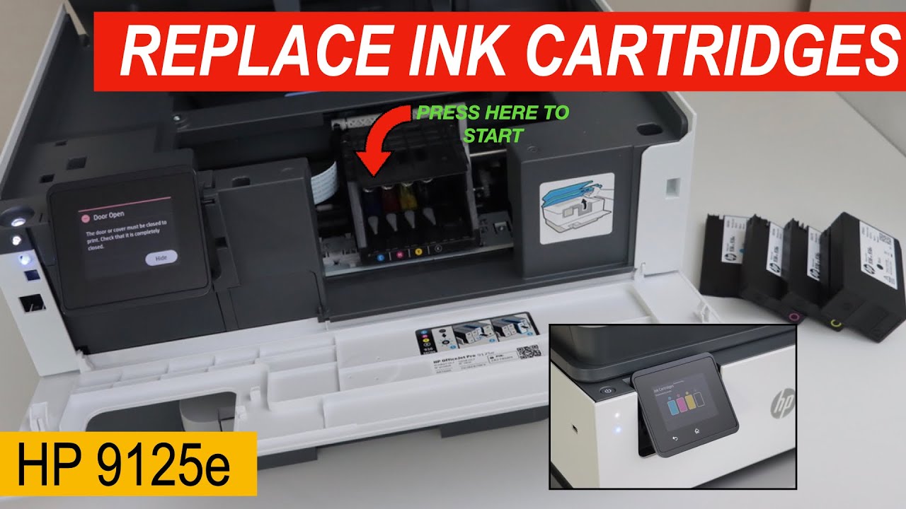Замена чернильного картриджа HP OfficeJet Pro 9125e!