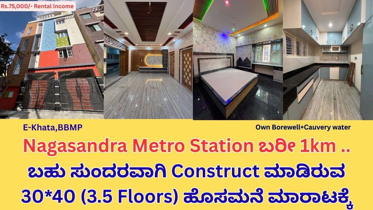Nagasandra Metro ಬರೀ 1km|ಬಹು ಸುಂದರವಾಗಿ Construct ಮಾಡಿರುವ 30*40 (3.5 Flrs)ಹೊಸಮನೆ ಮಾರಾಟಕ್ಕೆ|8553863957