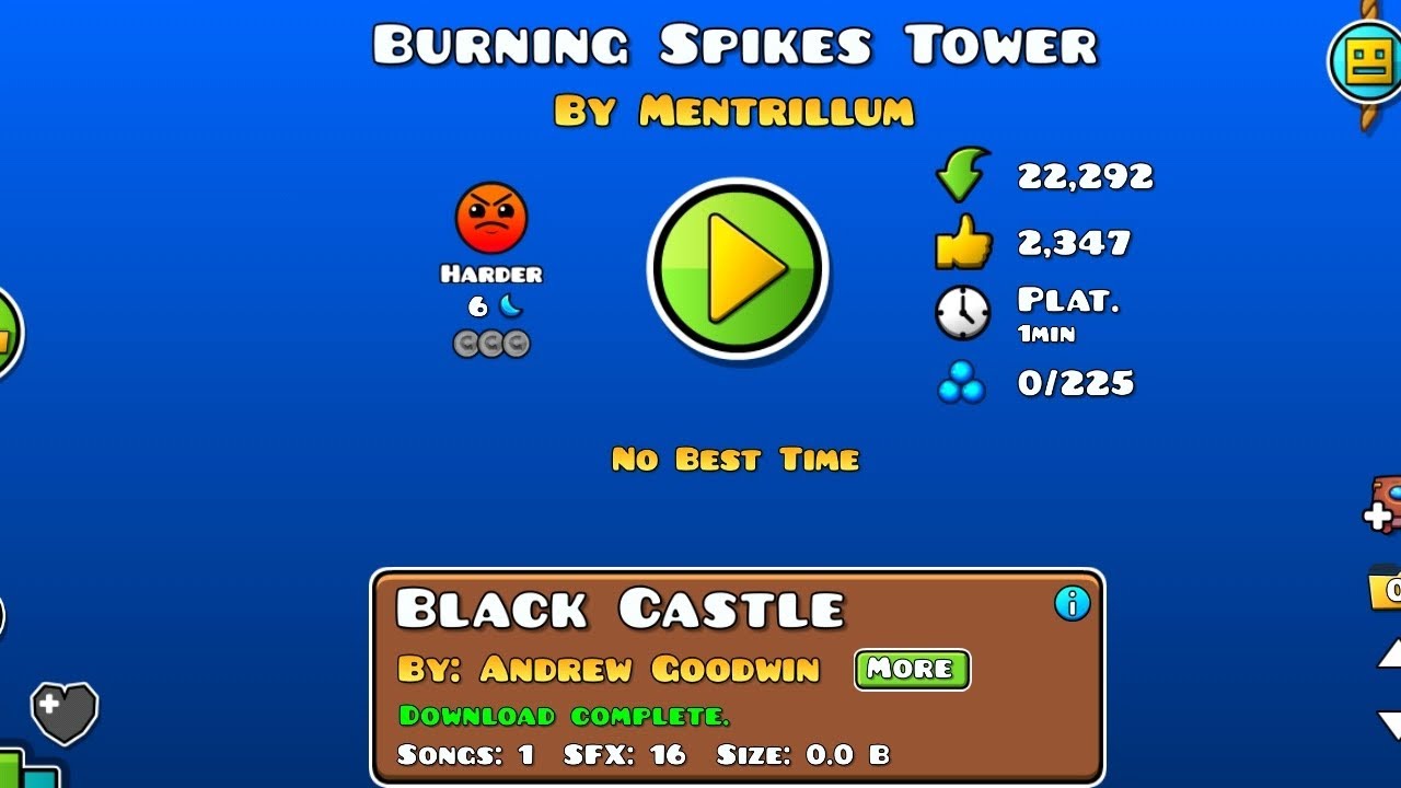 Burning Spikes Tower by Mentrillum (harder) Geometry dash 2.2