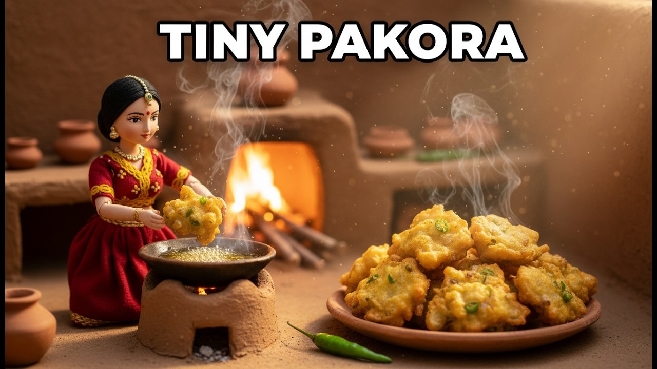 Miniature Doll Pakora Cooking ASMR | Indian Village Tiny Kitchen ASMR