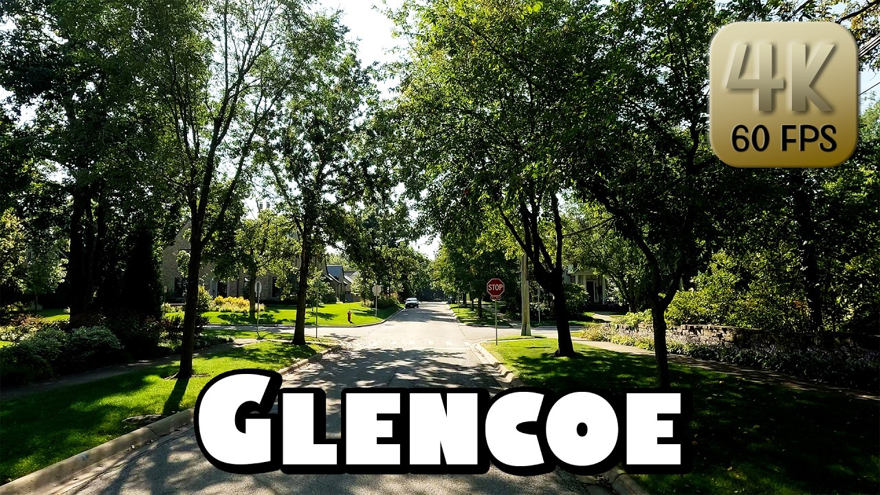 Driving Around Wealthy Chicago Suburb Glencoe, Illinois in 4k Video