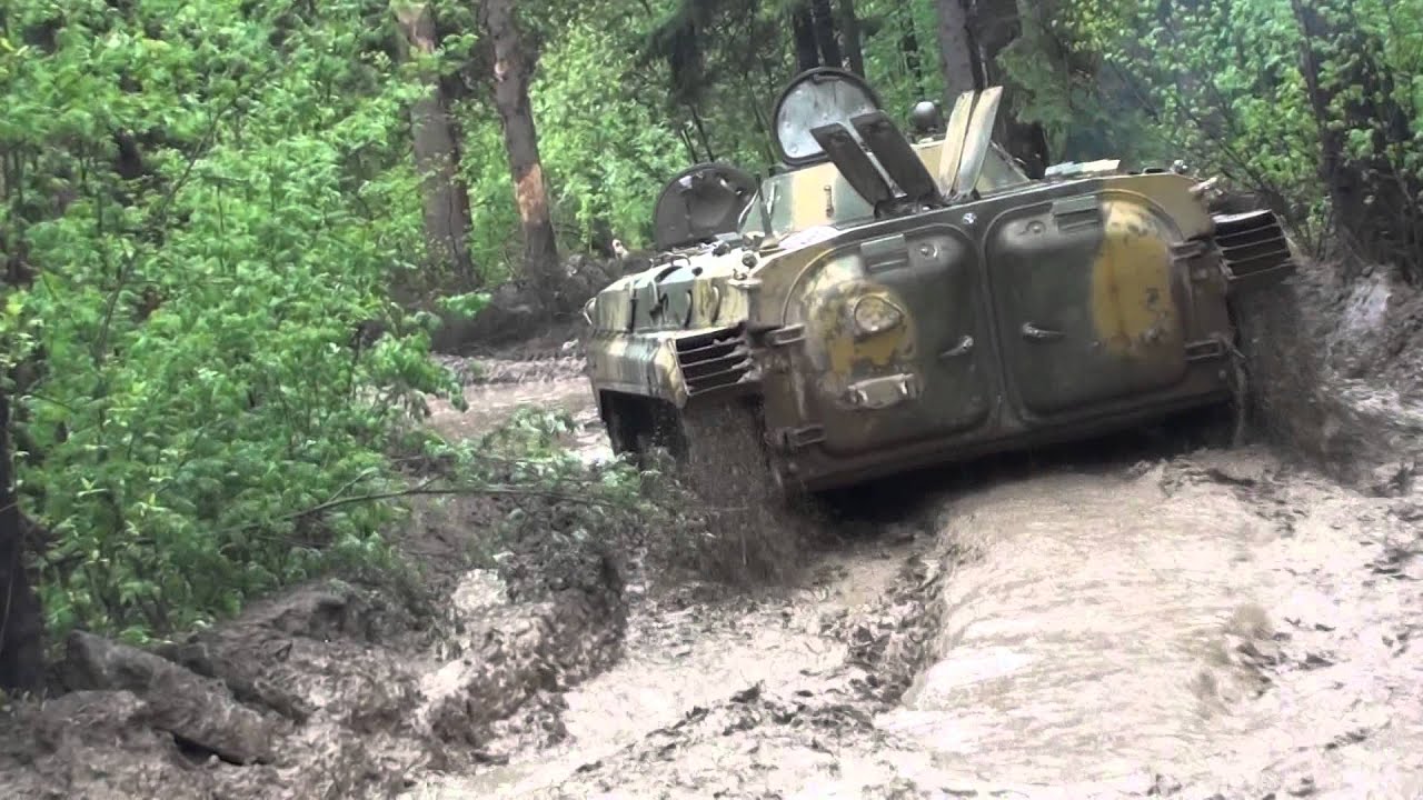 BMP-1 spring dirty forest road