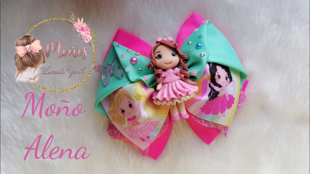 Moño Alena con listón de 7.5 cm