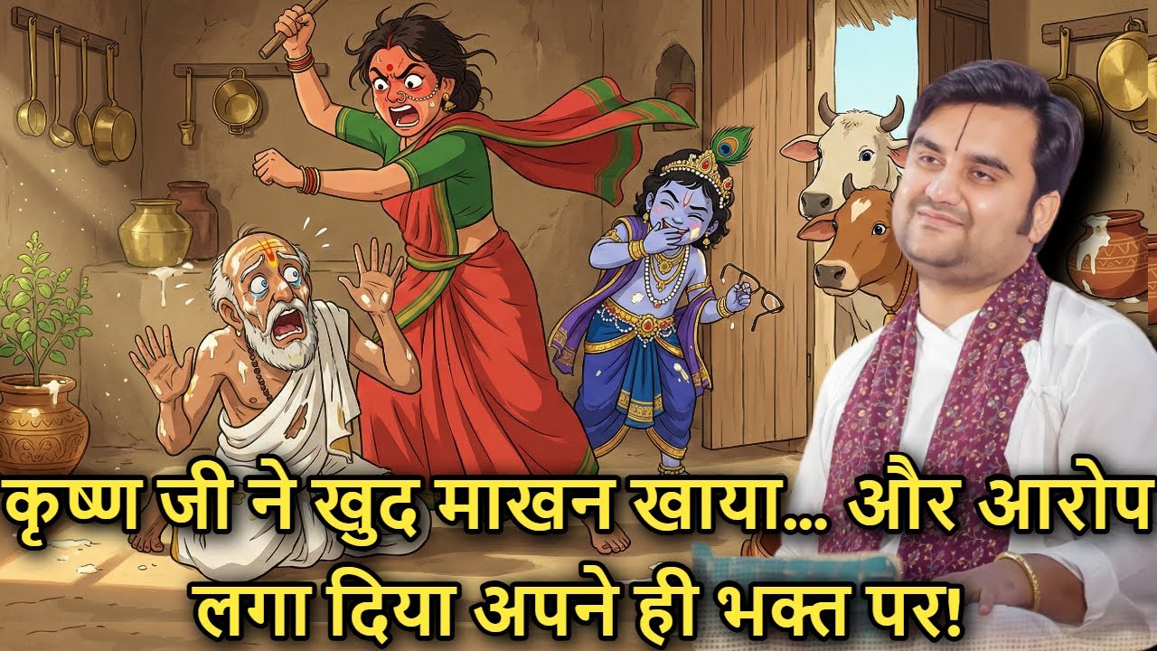 🤣🐚 Krishna Ji 😜 Ne Khud Makhan 🍽️ Khaya… Aur Arop 😄 Laga Diya Apne 🌟 Hi Bhakt Par!