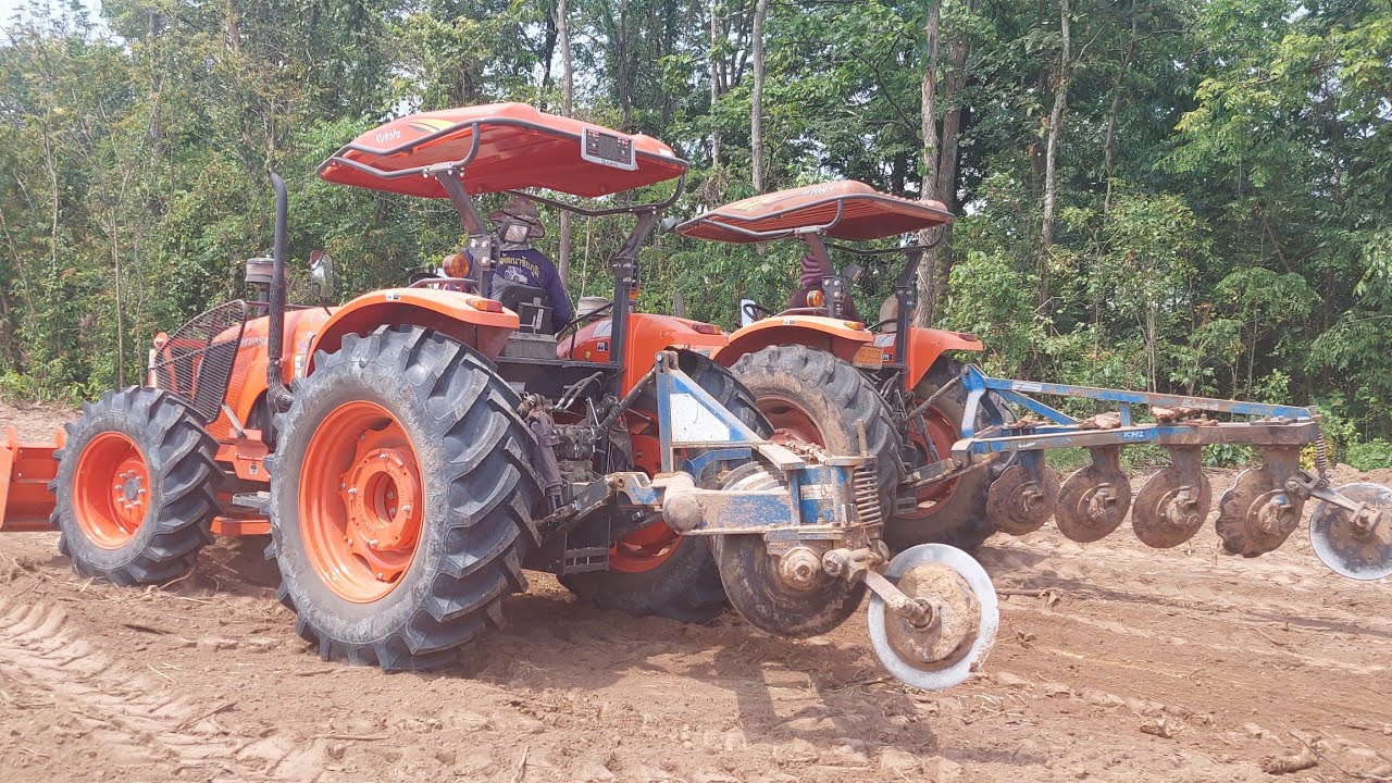 Kubota M108S ×2#ดันตอไม้ปรับพื้นที่# ดันตอ#kubota khmer farmerEp.1