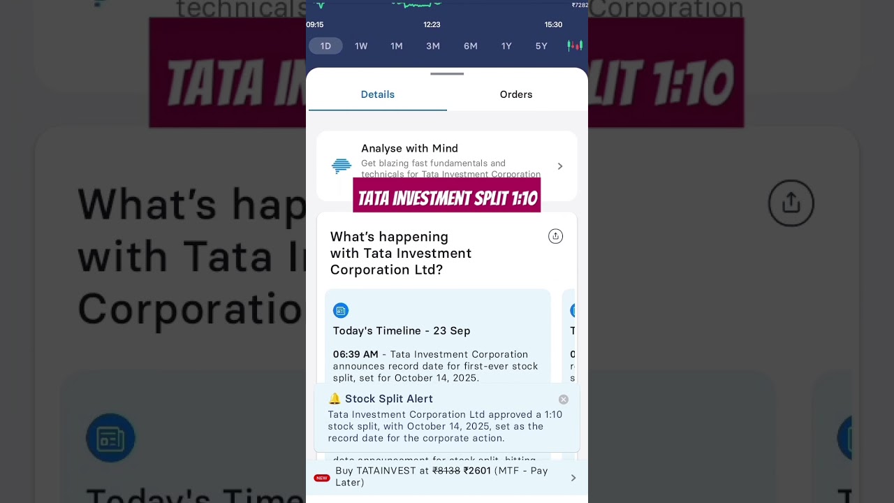 Tata investment SPLIT 1:10
