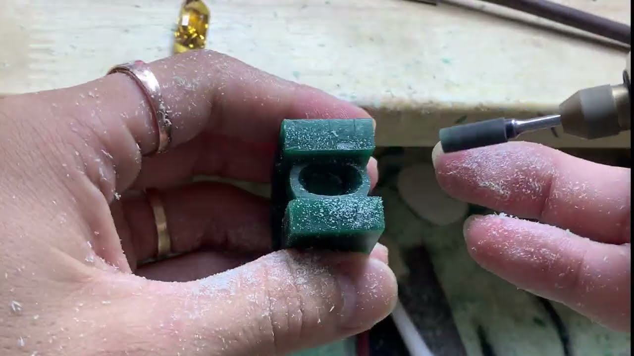 How to Make a Men's Ring with Natural Citrine Stone | Wax Carving Jewelry Process