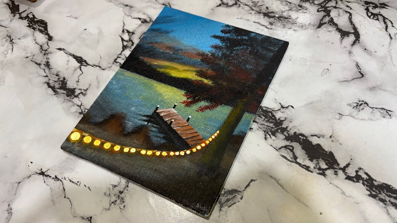 Easy Way to Paint a Beautiful Sunset Lake View / Acrylic Painting Ideas for Beginners 