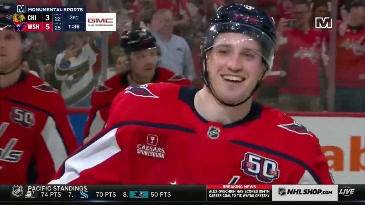 Ryan Leonard first NHL career goal - Washington Capitals vs Chicago Blackhawks 4/4/25