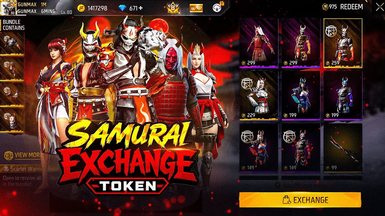 21 August🔥 Samurai Exchange Tokens🥳| Scarlet Moon Event Free Fire | Upcoming New Events Free Fire 