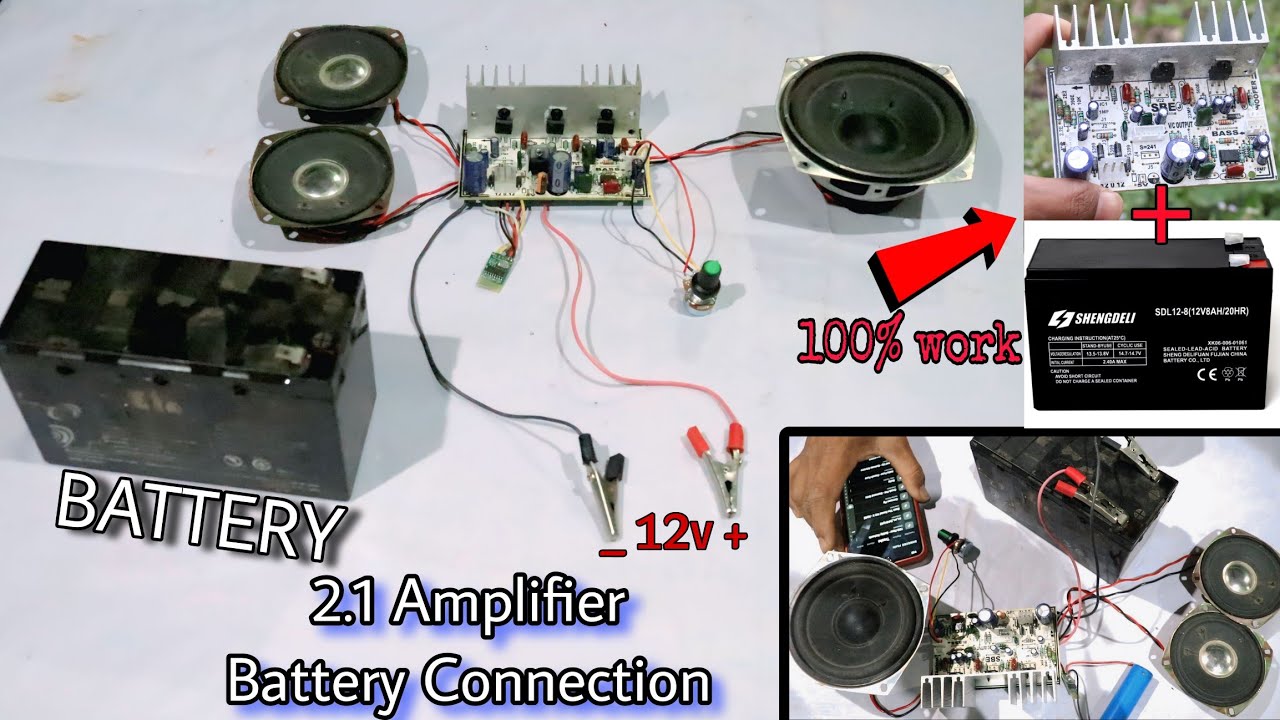 2.1 & 4.1 Amplifier Board Me Battery Connection // How To Connect Battery In HomeTheater.