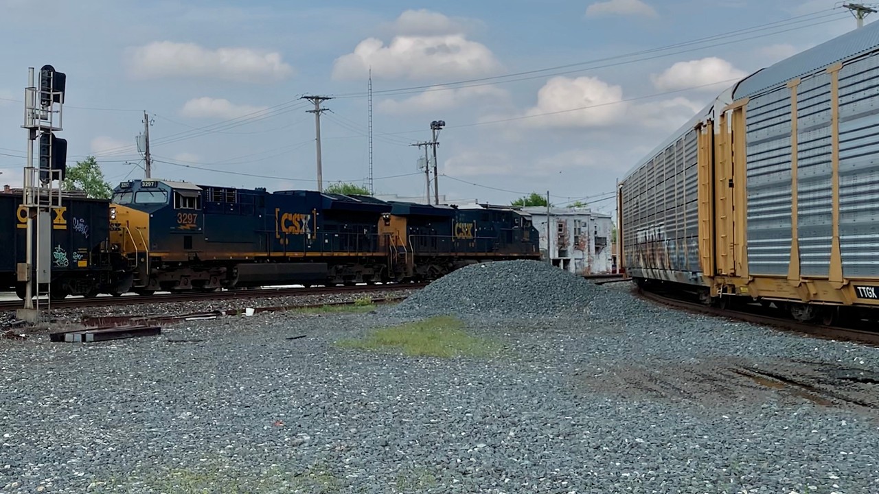 Train Knocks Down B&O Signal, Trains Passing At RR Diamonds W/Me In The Middle, Deshler Crossroads