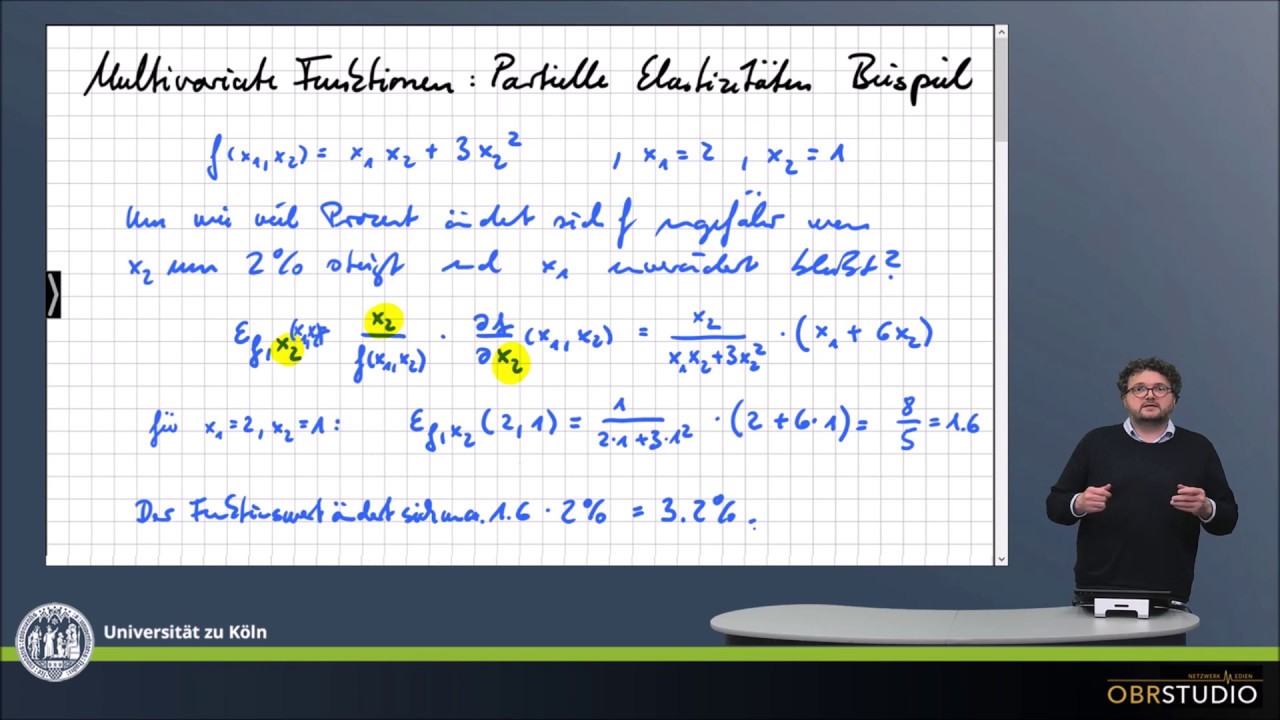 0178 Multivariate Funktionen partielle Elastizität Beispiel