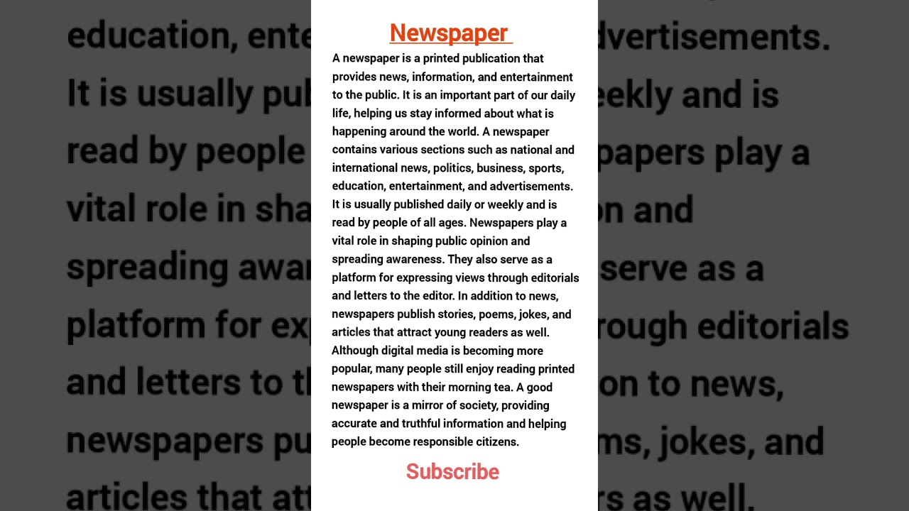 Newspaper paragraph. #paragraph