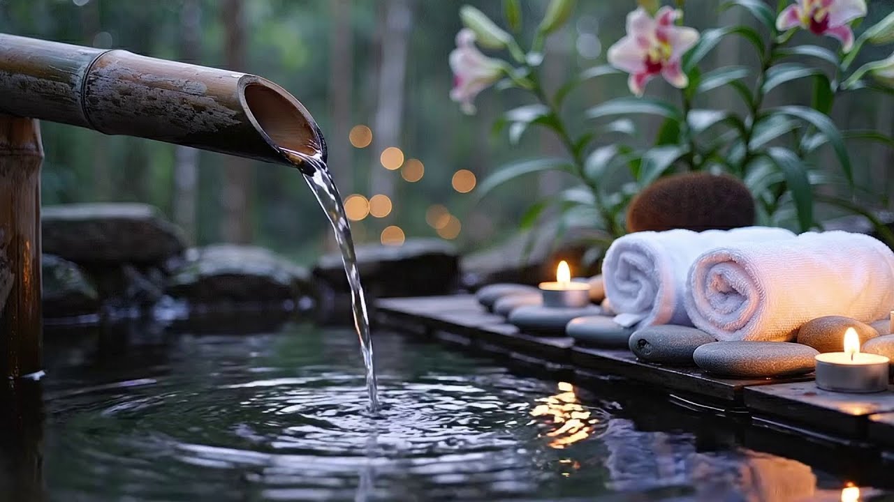Relaxing Piano with Gentle Water Flow 🌿 Perfect Ambience for Meditation, Sleep and Spa Therapy