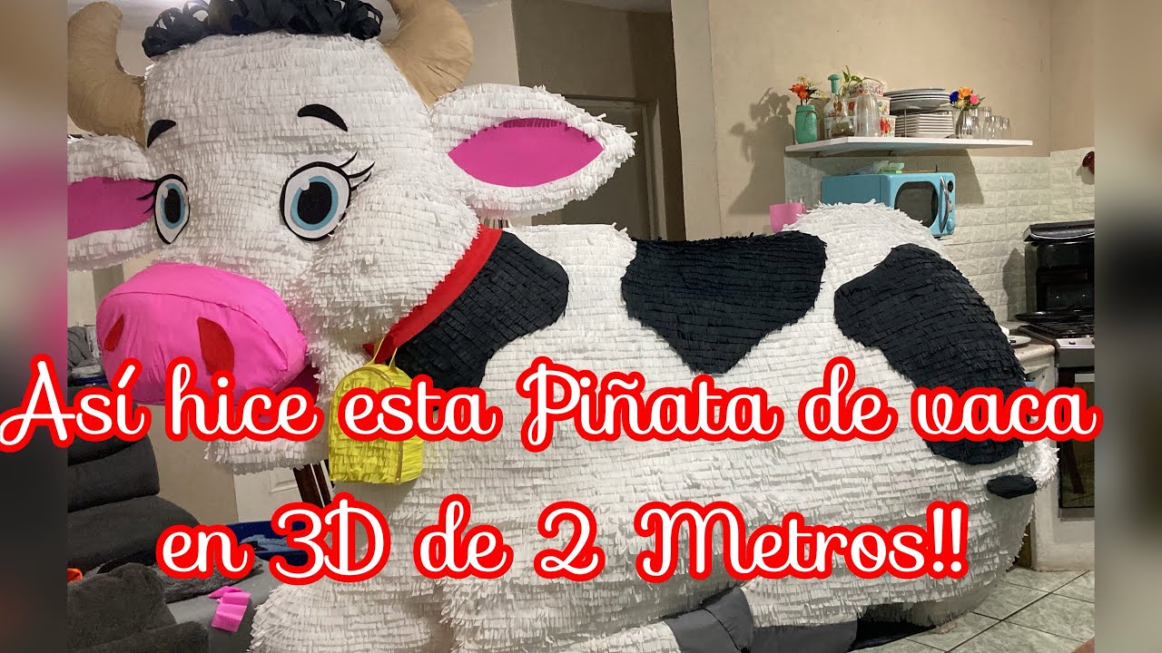 Así hice esta piñata de vaca de 2 metros!!