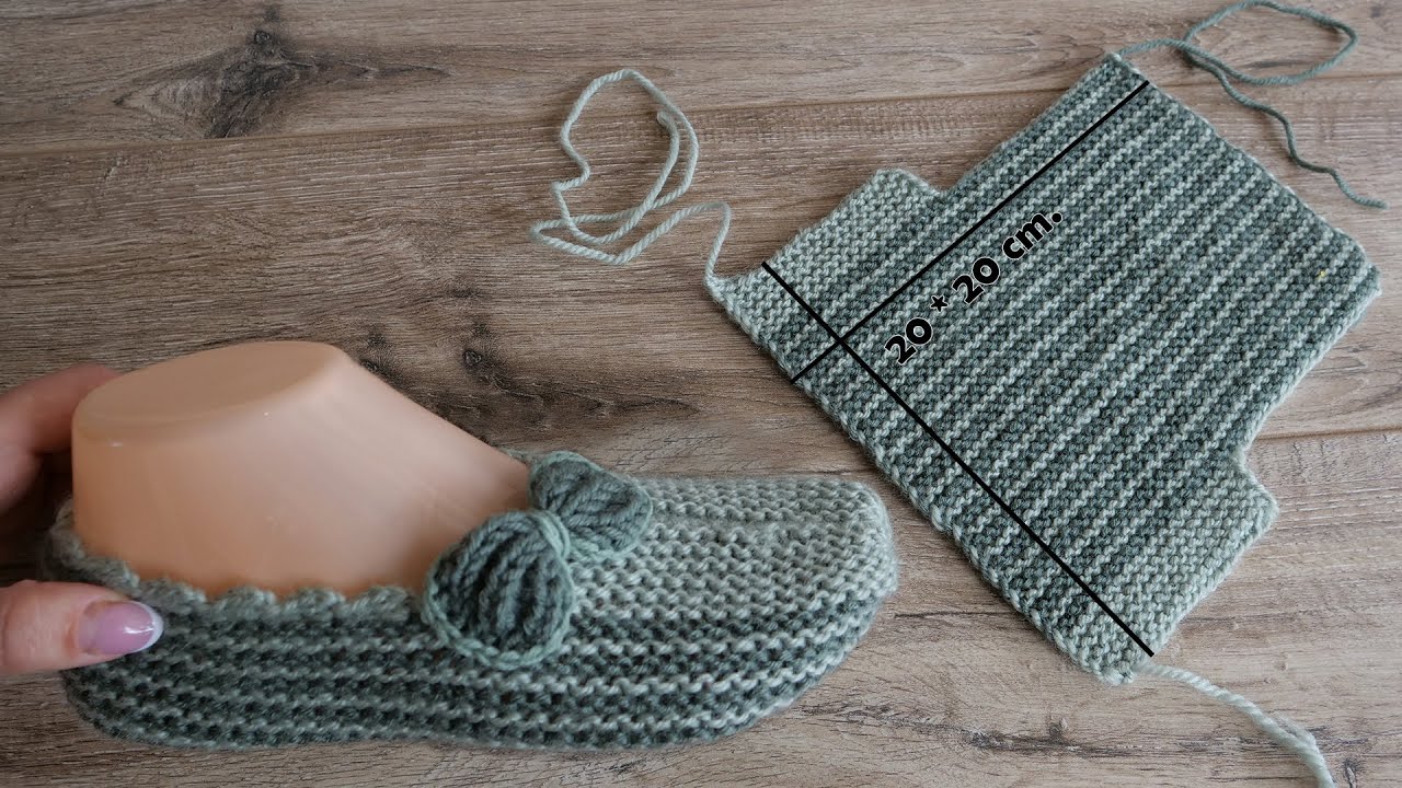 Легкие тапочки на двух спицах | Easy slippers knitting pattern