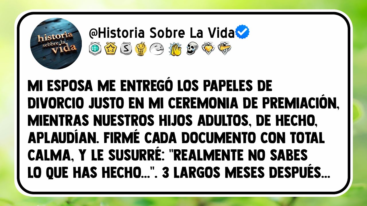 Mi esposa me entregó los papeles de divorcio justo en mi ceremonia de premiación...