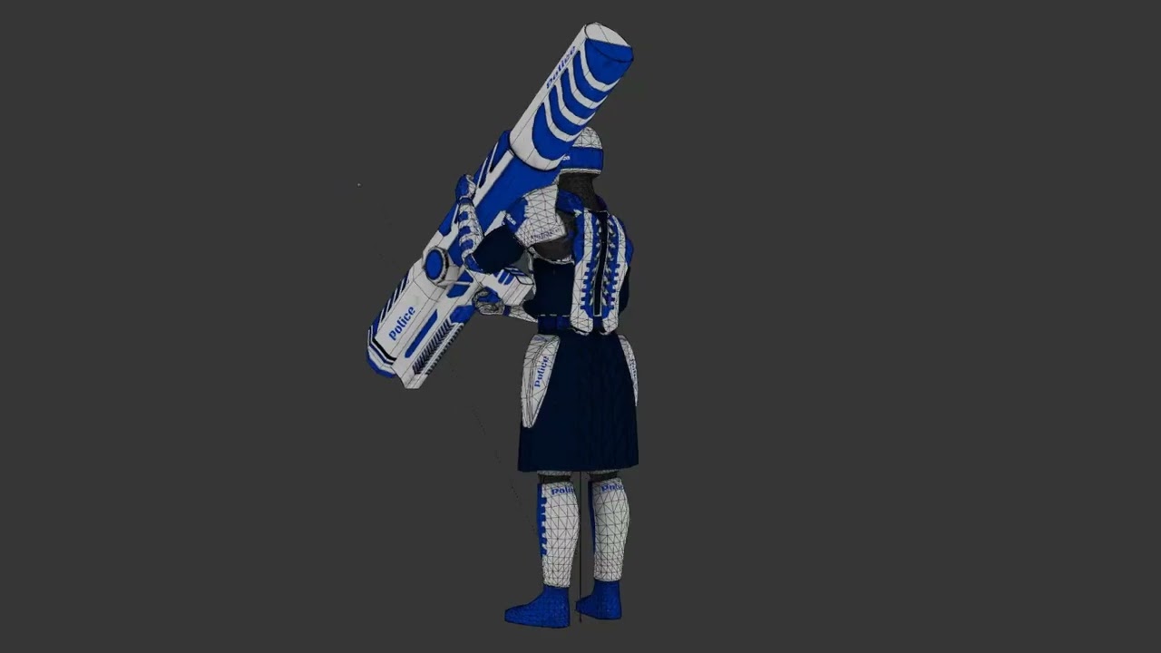 Futuristic Police RocketLauncher - Unity Game Ready Asset  #cgtrader  #gamereadyasset #scifi #unity