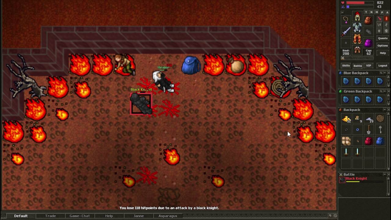 Tibia 7.4 Black Knight Hunting Boots of Haste BoH Drop Thronia