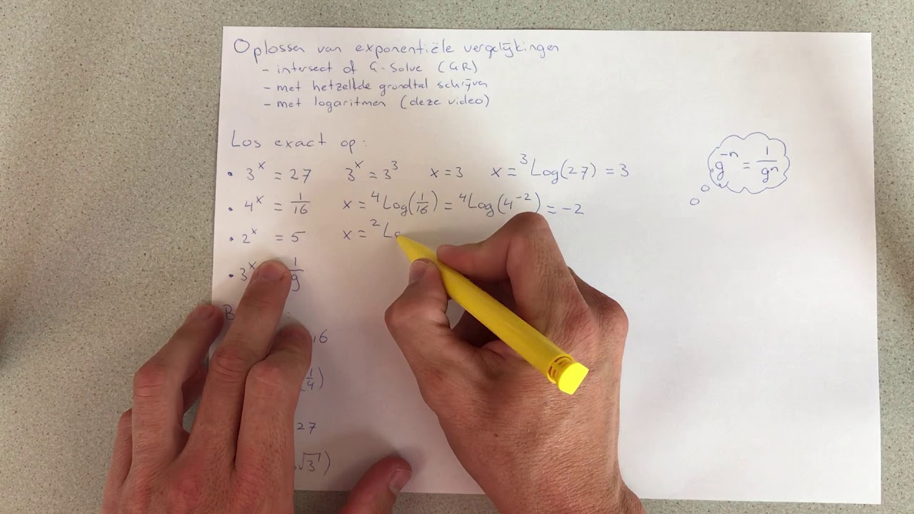 Oplossen van (eenvoudige) exponentiële vergelijkingen met logaritmen