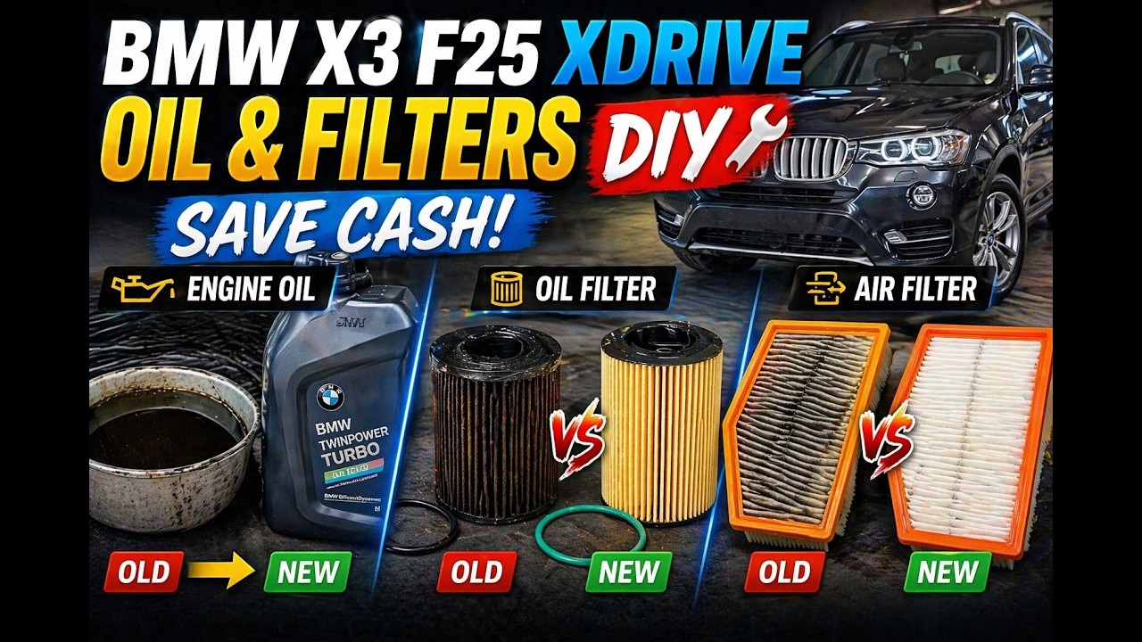 Как заменить масло и фильтр, воздушный фильтр на BMW F25 X3 XDRIVE 2.0 Diesel 2014 года. Руководс...