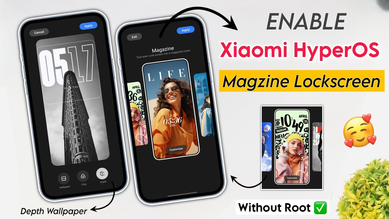 Enable Xiaomi HyperOS -Magzine Clock Lockscreen In Any Budget Device | No Root & No Apk 100% working