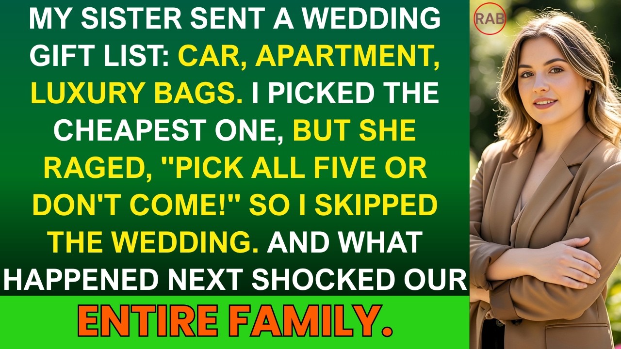 Sister Demanded 5 Luxury Gifts Or I Don't Show Up. So I Skipped The Wedding And Shocked Everyone.