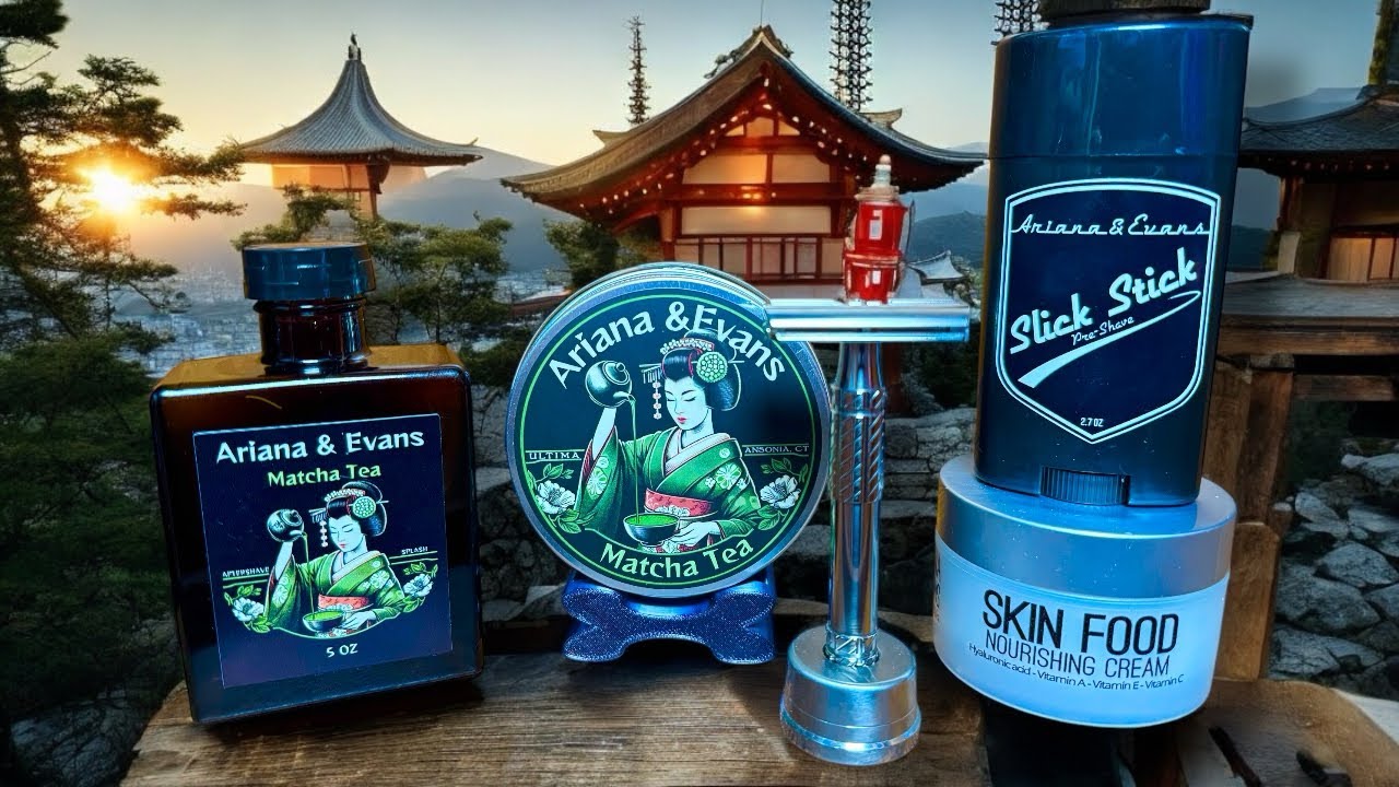 Matcha Tea By Ariana & Evan’s shaving with the New Aylsworth APEX TI Safety Razor 
