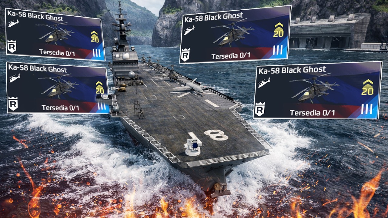 Setup Barbar F2P Terkuat? 4x KA-58 Black Ghost di CV JS Hyuga – Modern Warships