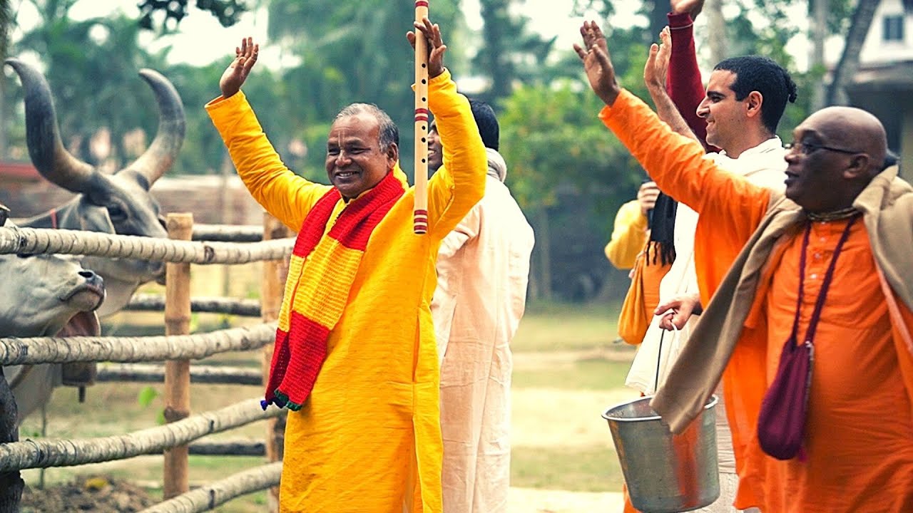 We love cows. Kirtan at Sri Mayapur Goshala.