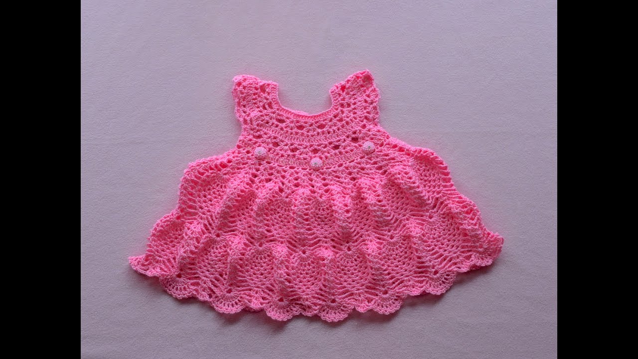 Crochet baby dress/tutorial/pinky pie crochet baby dress part 1