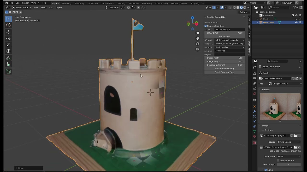 Create Stencil Brush in Blender using SD with control net
