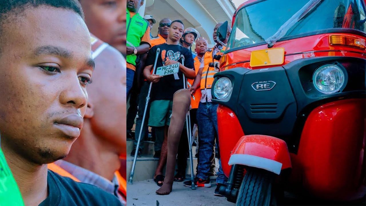 KIJANA ALIYEPIGWA RISASI OKTOBA 29 AKABIDHIWA BAJAJI NA MGUU WA BANDIA, AONGEA KWA MACHUNGU
