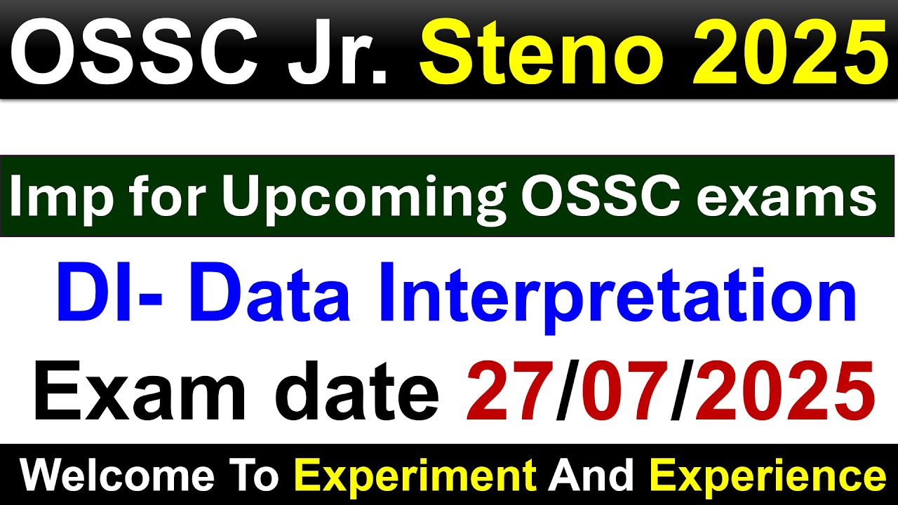 DI OSSC Jr Stenographer Prelim Questions 2025 data Interpretation #ossc #osscexam #ossccgl #osscje