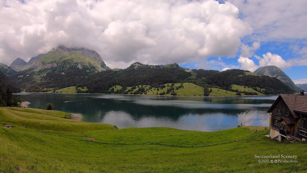 4K Lake W&auml;gitalersee Schwyz SWITZERLAND アルプス山脈