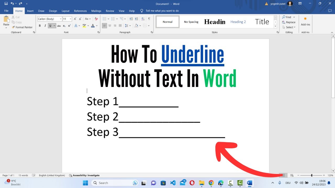 Как сделать подчеркивание без текста в Microsoft Word