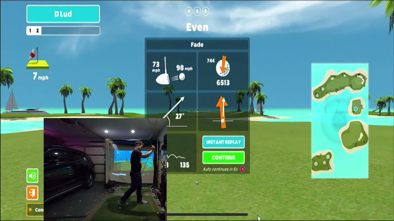 AWESOME GOLF SIMULATOR | VIRTUAL GOLF | ISLAND COURSE | GARMIN R10 | 3 HOLES