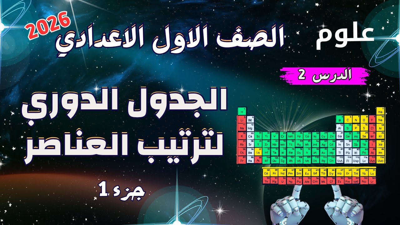 علوم للصف الاول الاعدادي|الدرس الثاني الجدول الدوري لترتيب العناصر|علوم اولي اعدادي2026 |الجزء-1