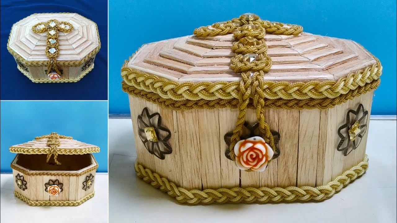 DIY, 8 angles shape jewellery box, amazing organizer, popsicle stick crafts, ice cream stick craft