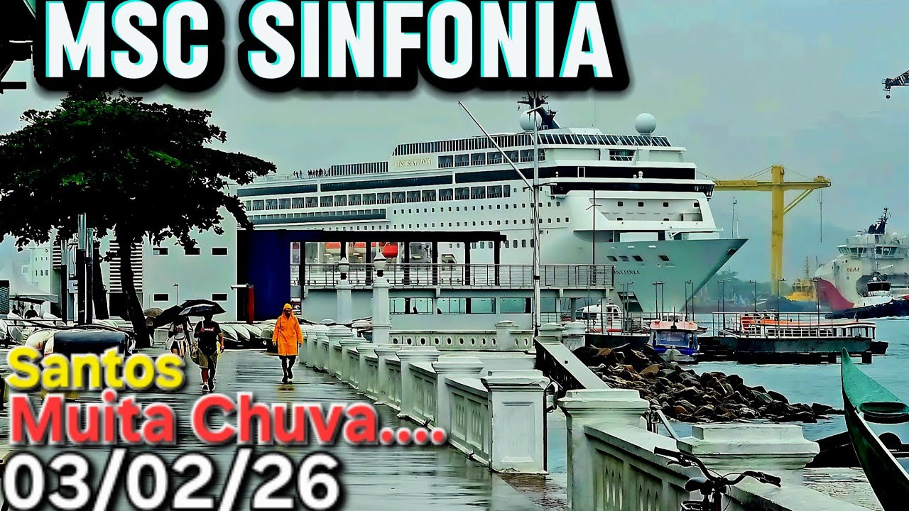 MSC SINFONIA navio cruzeiro  03/02/26 saindo santos  chuva #buzios drone  @cruzeiros2025  #cruise