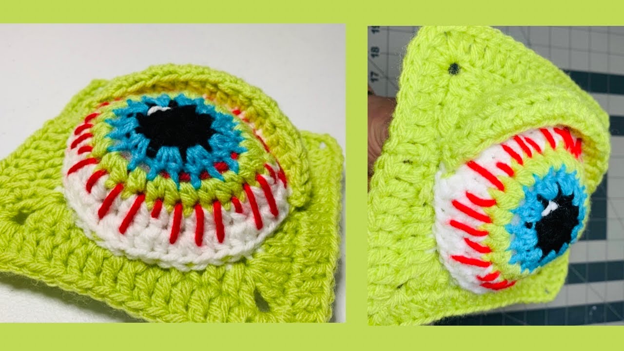 Halloween Granny Square Spooktacular, Eyeball Granny Square,  Crochet Eyeball