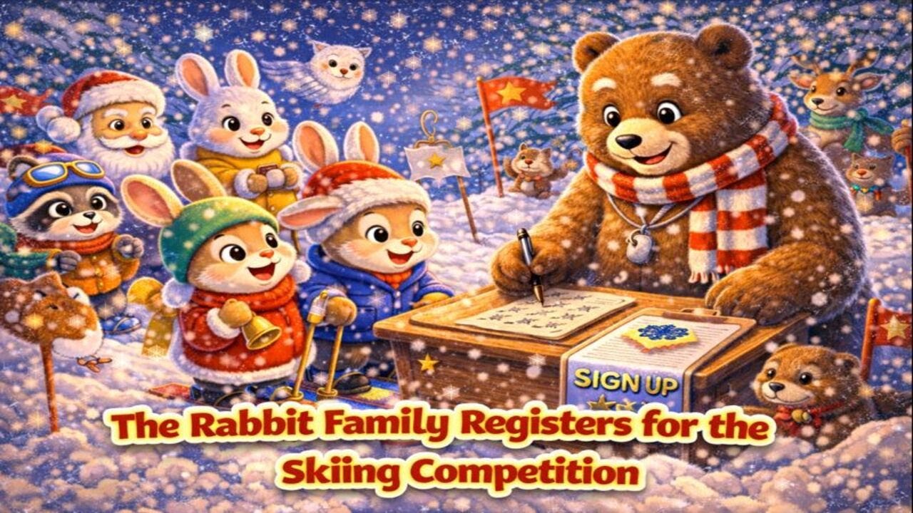 Funny Rabbit Family : The Rabbit Family Registers for the Skiing Competition 🐰❄️| 3D Kids Animation