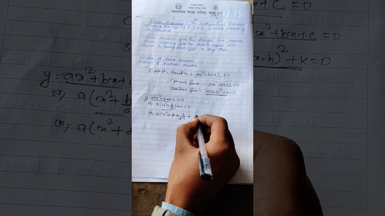 General form of quadratic equation to standard form