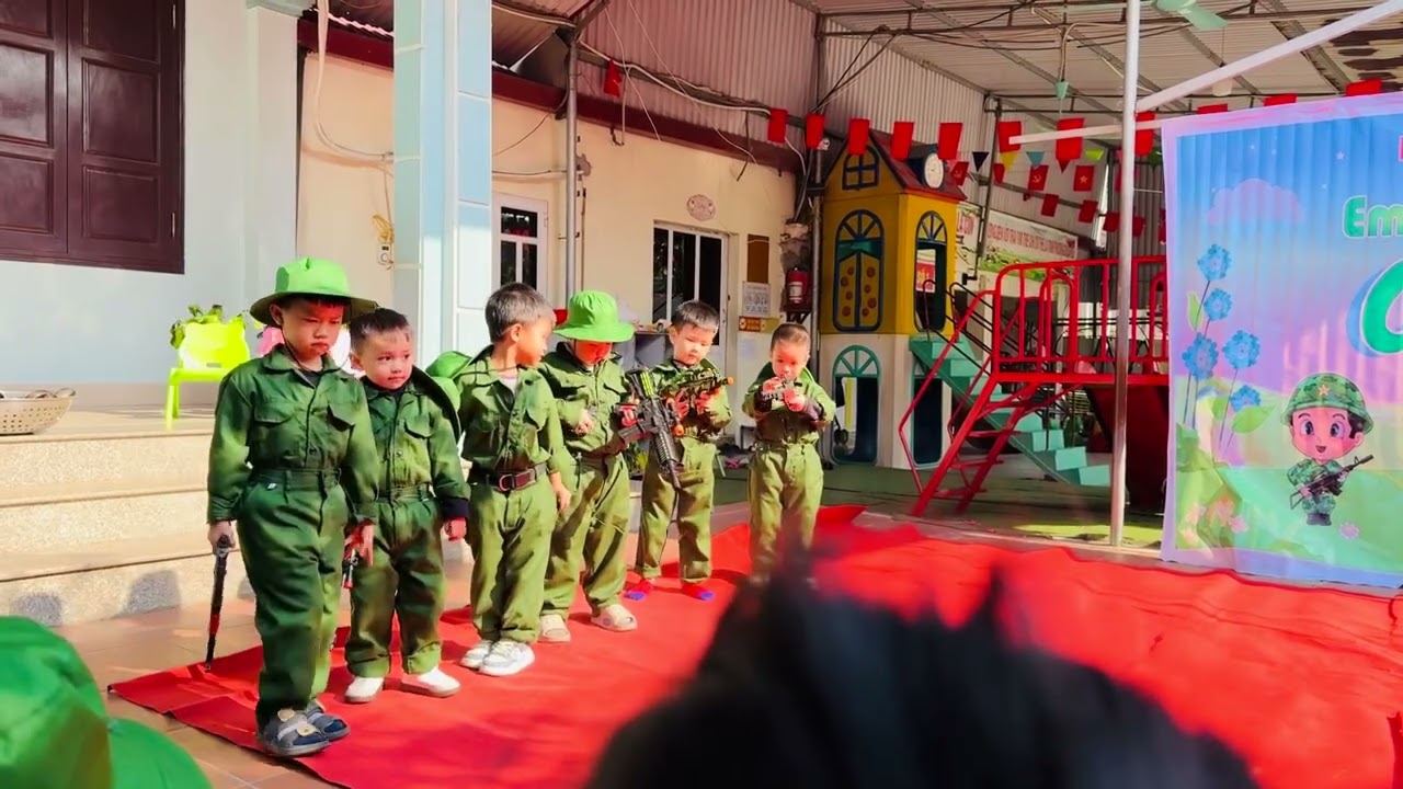 Hoạt cảnh: Nhớ ơn chú bộ đội - Lớp 4t -  Mầm non tư thục Bình Minh