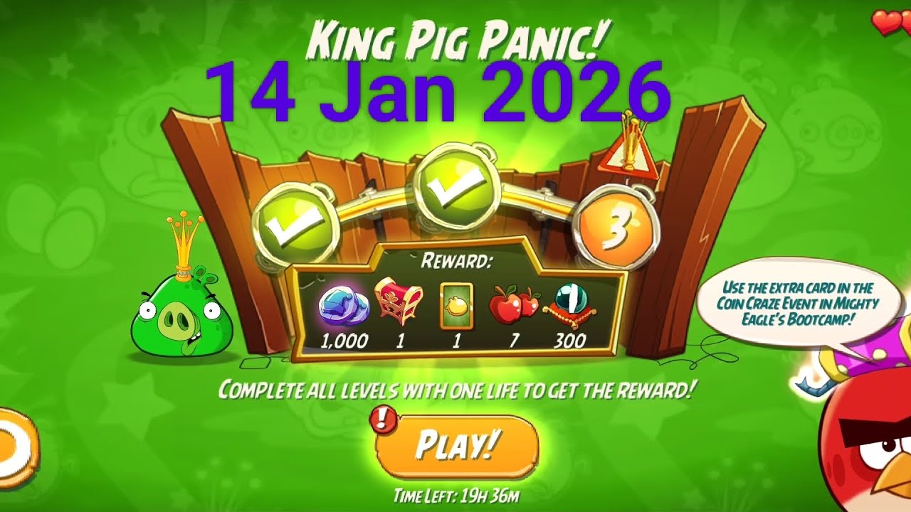 Angry birds 2 king pig panic short cut today ( Jan 14, 2026 )